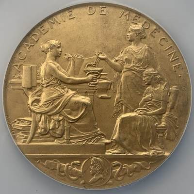 掌中浮雕-藏着的欧洲第044场 - NGC MS64 : 1924年法国儿童卫生委员会镀金银章 ,58mm