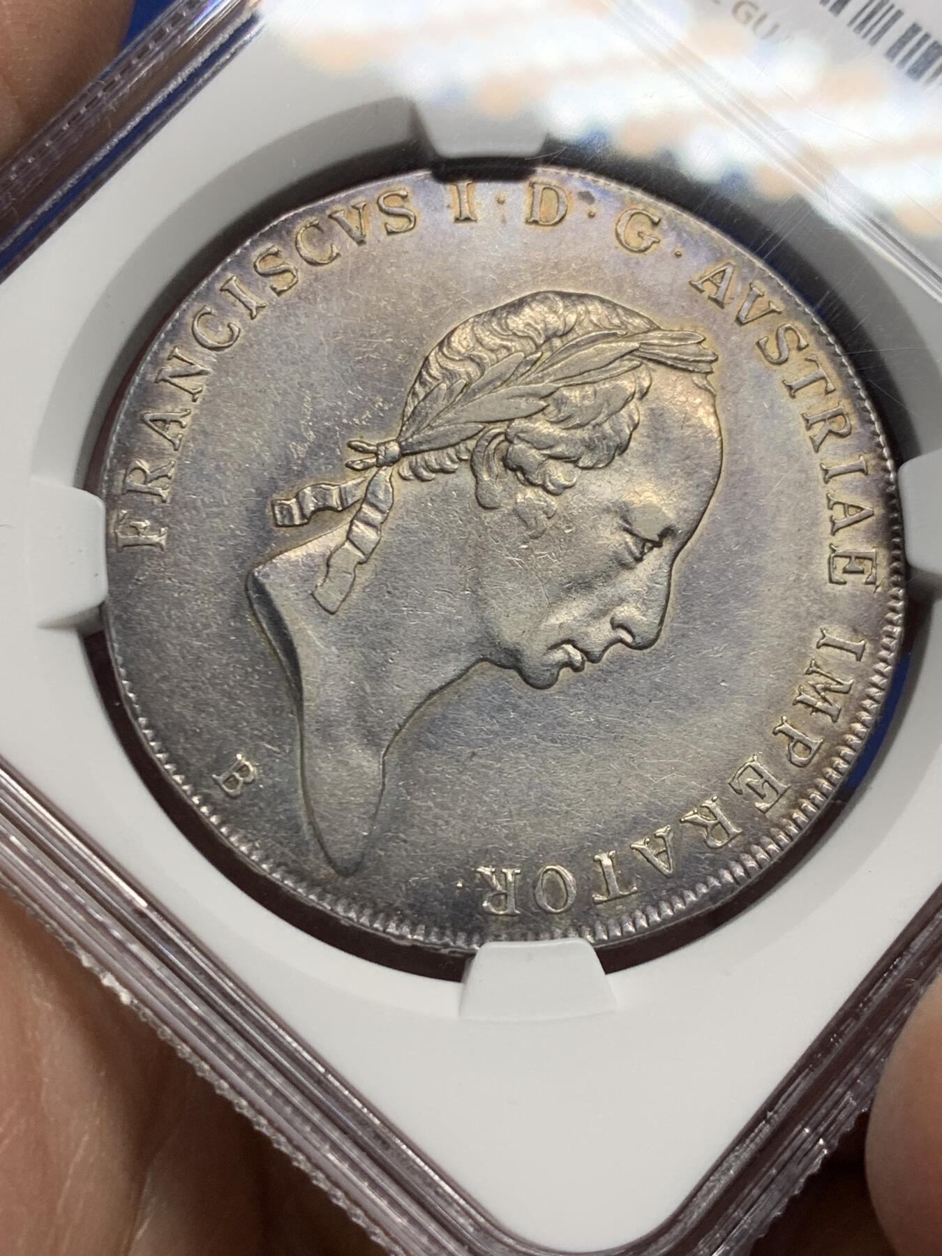《竞宝斋》第444场 周日，周一，2场连拍 （全场包邮） 稀见版本 NGC AU53 奥地利帝国 1825B 弗朗茨一世 泰勒大银币  克雷姆尼察厂铸造