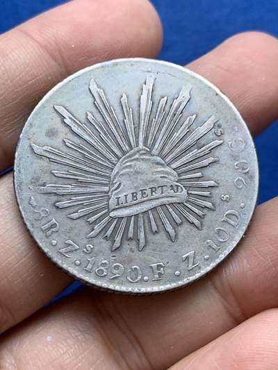 《竞宝斋》第444场 周日，周一，2场连拍 （全场包邮） - 墨西哥1890 ZS FZ版 8R鹰洋银币 细节见图