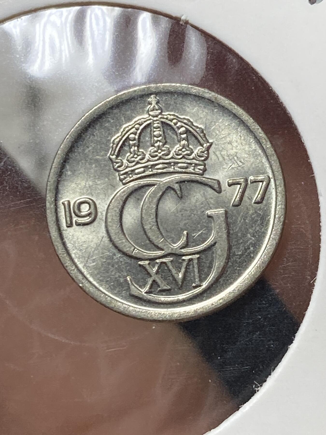 2025年第一百三十三场(总第一百五十九场）外国好品纸夹散币场(免佣金) 原光好品–瑞典🇸🇪1977年10欧尔(卡尔十六世古斯塔夫第一版，U标)