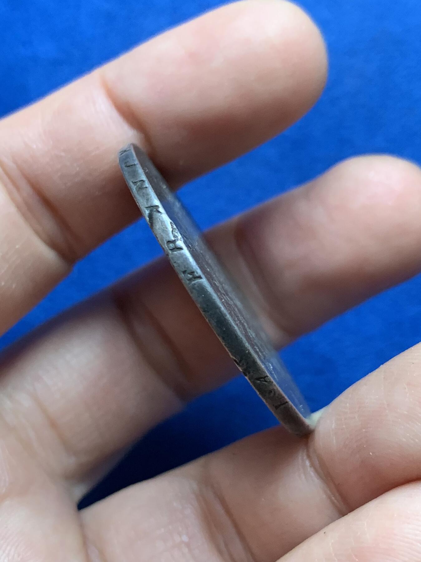 《竞宝斋》第444场 周日，周一，2场连拍 （全场包邮） 法国1803年共和十一年拿破仑5法郎银币，版本少见，细节见图。