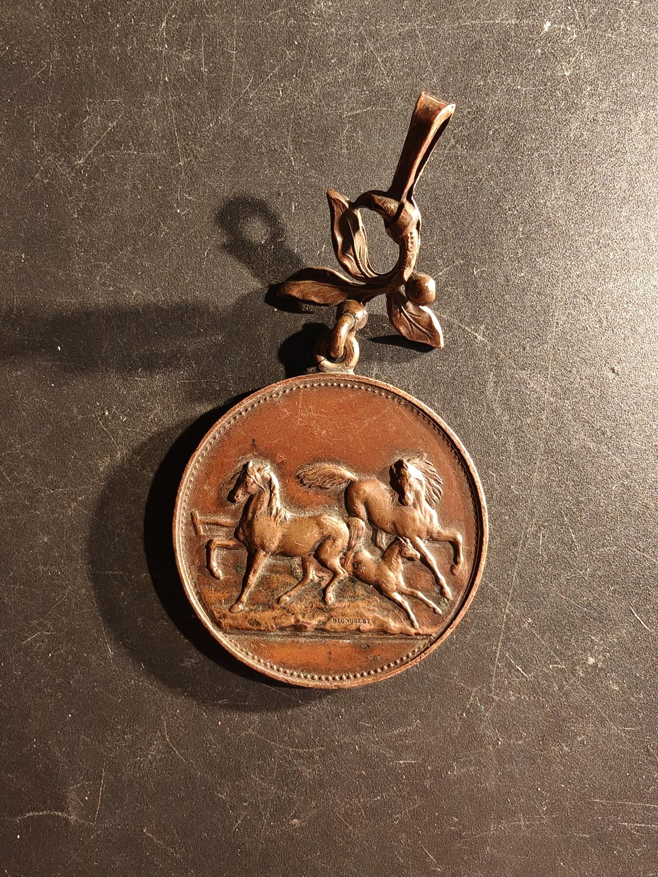 老王徽章第167期 法国尼奥尔市畜牧业大尺寸铜奖章     直径39mm.    重量32.1g