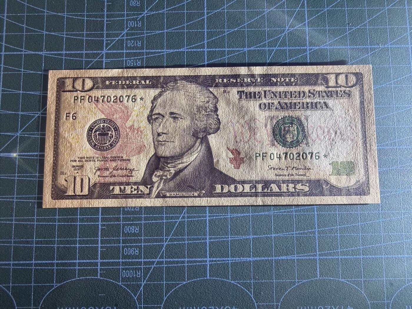 【炜奕收藏】，第五十二期 2017年美国10美元，UNC品相，补号