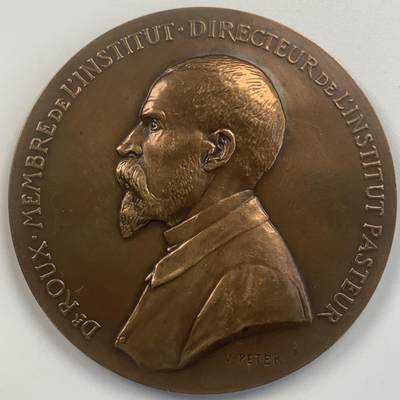 掌中浮雕-藏着的欧洲第044场 - 1913年法国巴斯德研究所任职25周年纪念铜章，65mm，114g