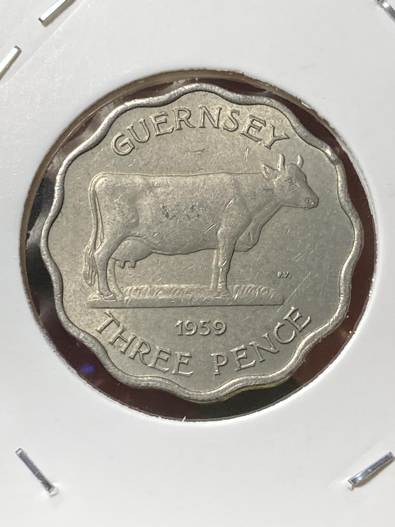 2025年第一百三十三场(总第一百五十九场）外国好品纸夹散币场(免佣金) 英属根西岛🇬🇬1959年3便士(伊丽莎白二世时期第二版，厚版)