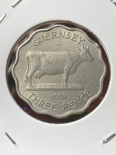 2025年第一百三十三场(总第一百五十九场）外国好品纸夹散币场(免佣金) - 英属根西岛🇬🇬1959年3便士(伊丽莎白二世时期第二版，厚版)