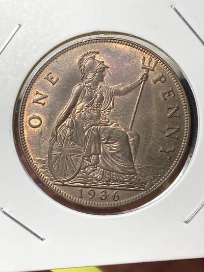 2025年第一百三十三场(总第一百五十九场）外国好品纸夹散币场(免佣金) - 少见原光好品–英国🇬🇧1936年1便士(乔治五世逝世年，第三版关门年)