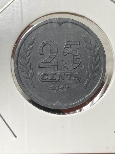 2025年第一百三十三场(总第一百五十九场）外国好品纸夹散币场(免佣金) - 好品–荷兰🇳🇱1941年25分(二战德国占领时期)