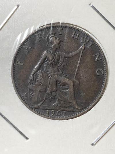 2025年第一百三十三场(总第一百五十九场）外国好品纸夹散币场(免佣金) - 少见好品–英国🇬🇧1901年1法新(维多利亚女王逝世年，老年披纱关门年)