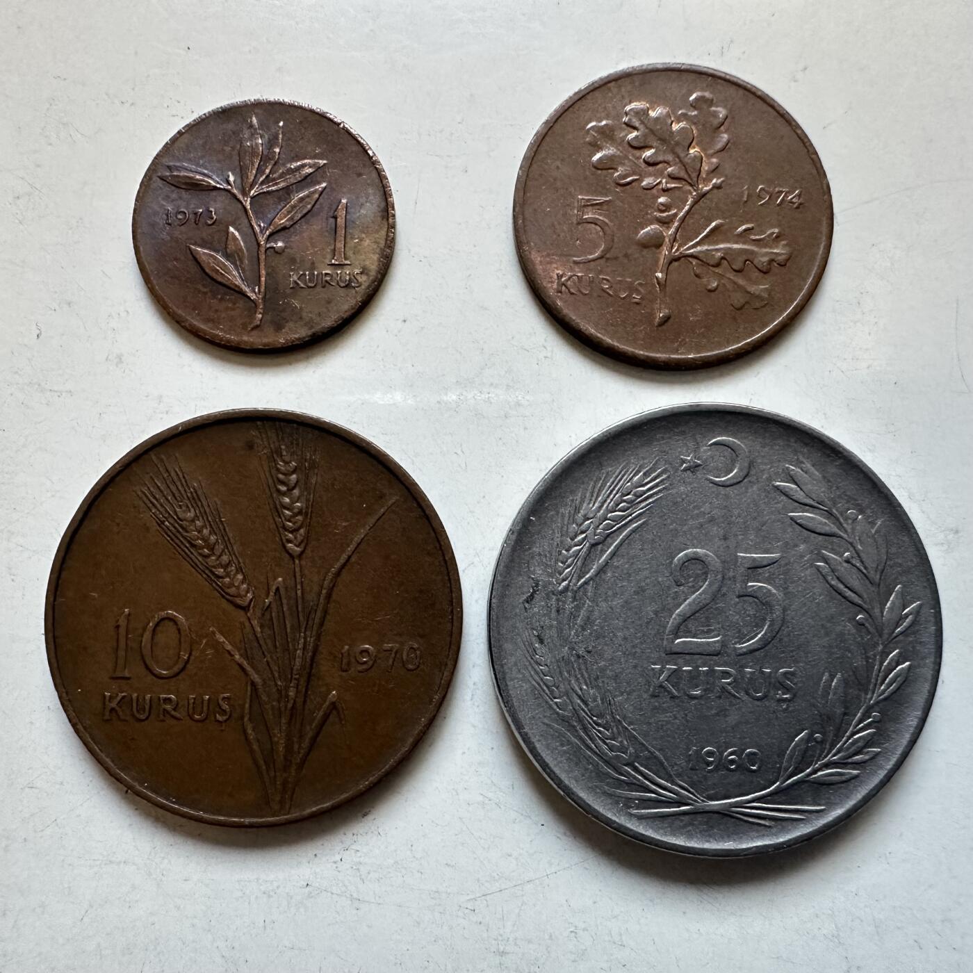 🌹外币初藏🌹🐯2025年第135场  每周二四六晚8️⃣点 接代拍 土耳其老版小面值四枚