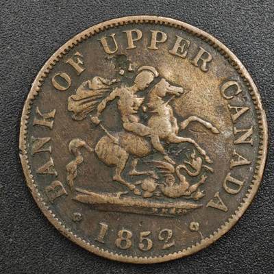 【淘币小摊】实时拍第八百一十七拍   散币场   满百包邮可预留二周 每周一统一发货   - 上加拿大1852年马剑半便士铜币代币