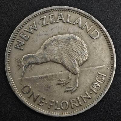 【淘币小摊】实时拍第八百一十七拍   散币场   满百包邮可预留二周 每周一统一发货   - 新西兰1961年弗洛林镍币