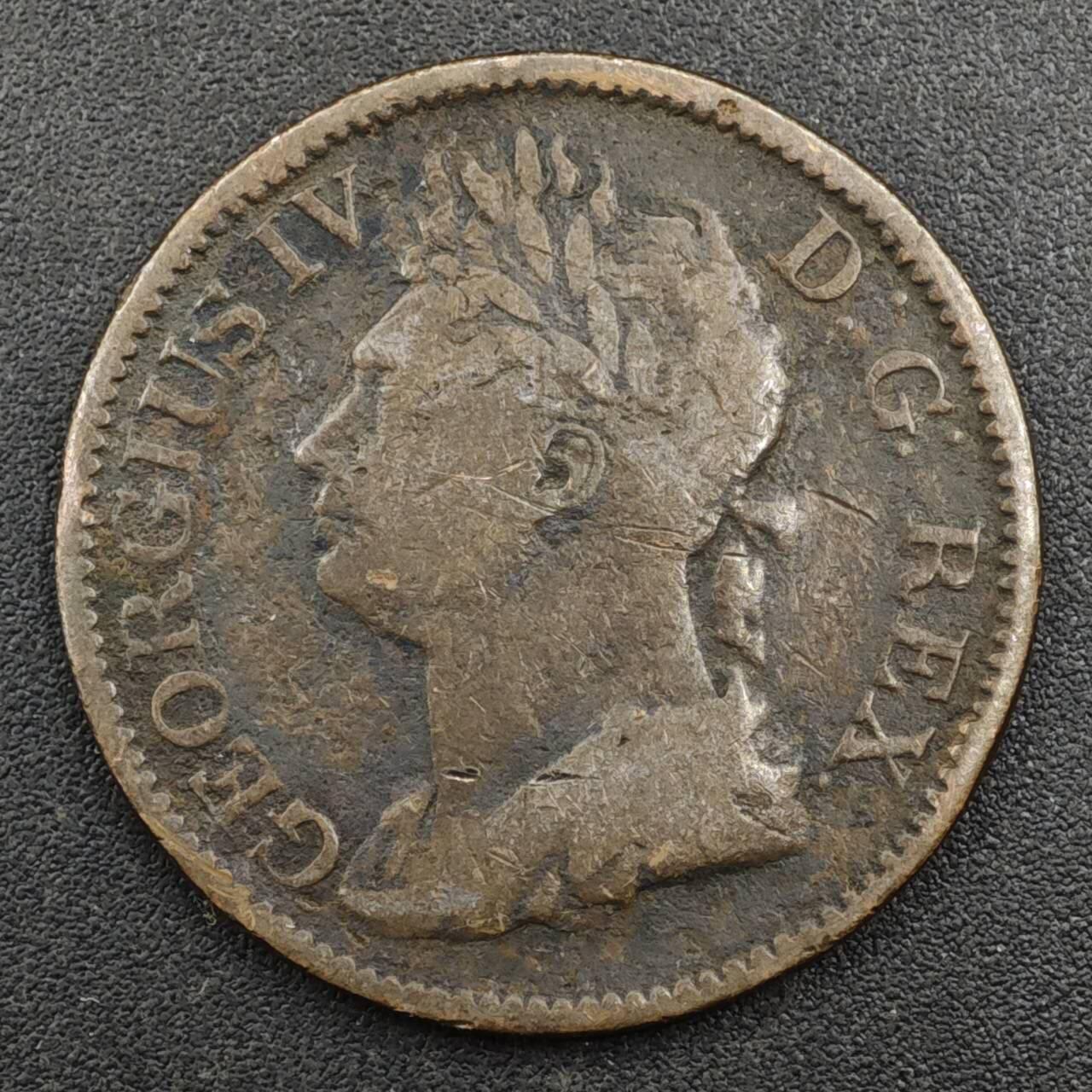 【淘币小摊】实时拍第八百一十七拍   散币场   满百包邮可预留二周 每周一统一发货   爱尔兰1822年乔治四世半便士铜币