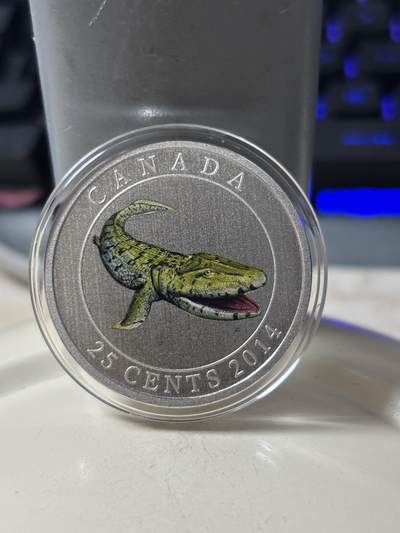 第184期拍卖 - 加拿大2014史前动物4提塔利克鱼夜光合金纪念币，发行30000套