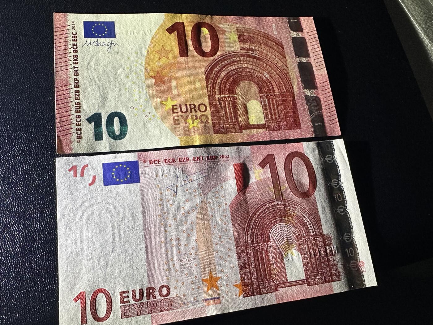 《外钞收藏家》第五百九十一期（畅拍场）（本平台长期征集拍品、欢迎藏友们联系合作） 1、2、3签5、10、20欧元 5张有折 2张近全新