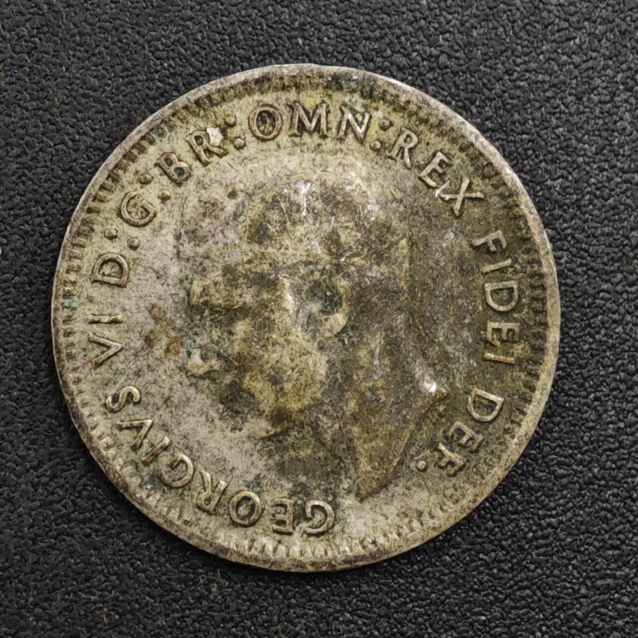 【淘币小摊】实时拍第八百一十七拍   散币场   满百包邮可预留二周 每周一统一发货   澳大利亚1950年乔治六世3便士银币