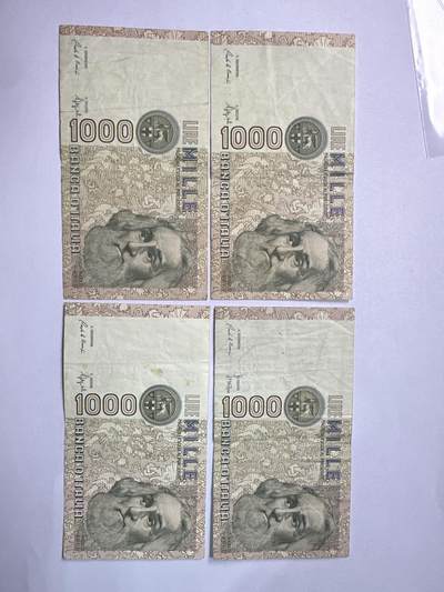 12.5纸币专场 - 1982年 意大利 1000 里拉4张