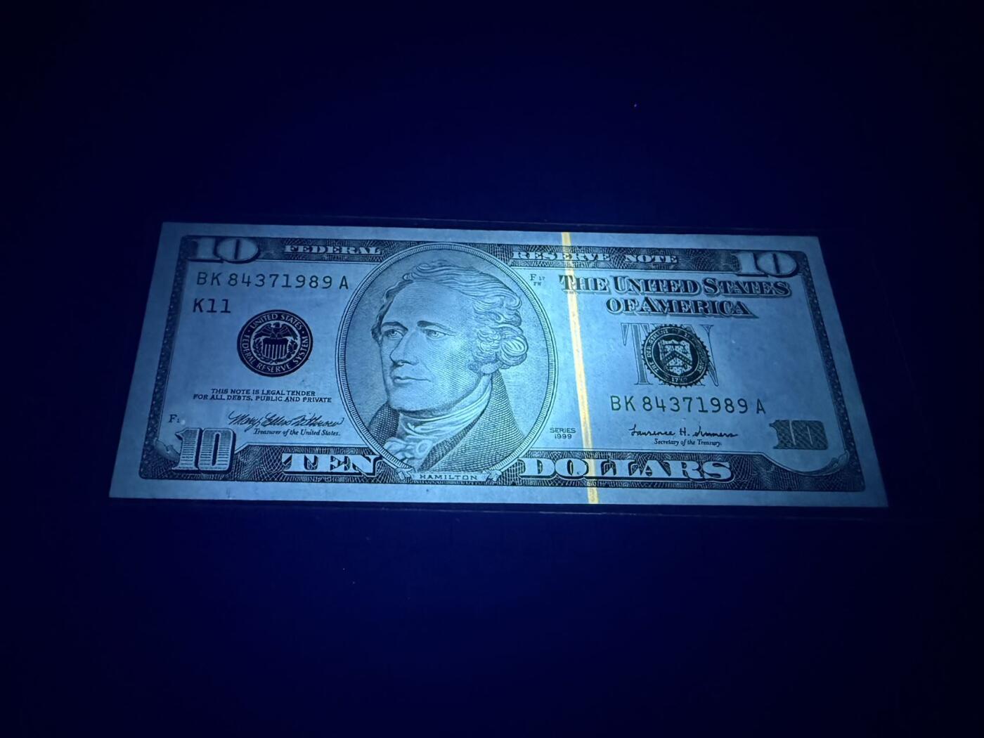 【炜奕收藏】，第五十二期 1999年美国10美元，UNC-品相