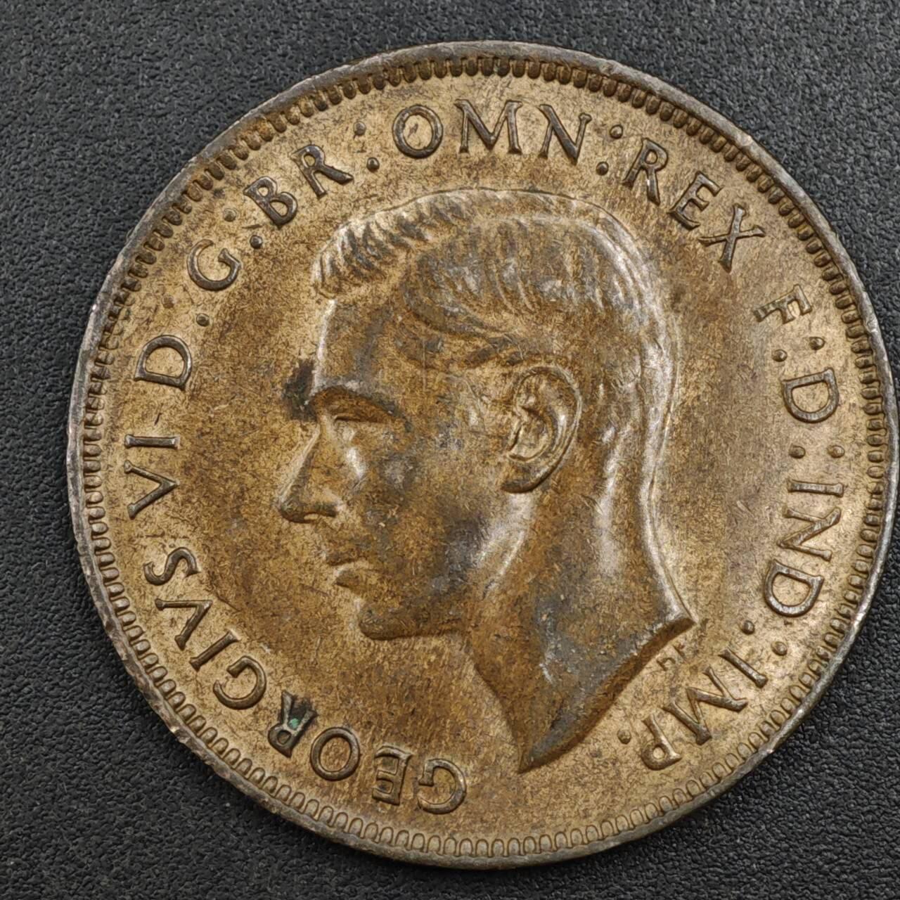 【淘币小摊】实时拍第八百一十七拍   散币场   满百包邮可预留二周 每周一统一发货   澳大利亚1947年乔治六世一便士袋鼠铜币