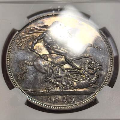 博洋堂世界钱币拍卖第150期（全场包邮） NGC PF64 英国1893年维多利亚女王精制披纱马剑 英系经典品种，越来越少见，该枚底板、彩、状态、细节都很不错，值得终藏；