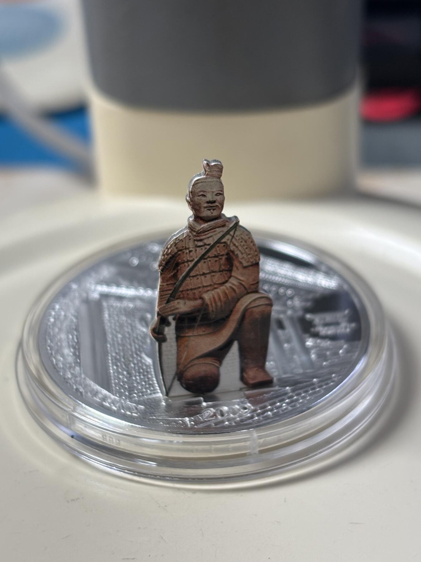 第184期拍卖 老挝2009年兵马俑3D立体镶嵌彩色精制纪念银币4枚，925银，1盎司*4.发行2000套