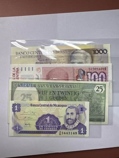 12.5纸币专场 - 美洲纸币4张 全新UNC