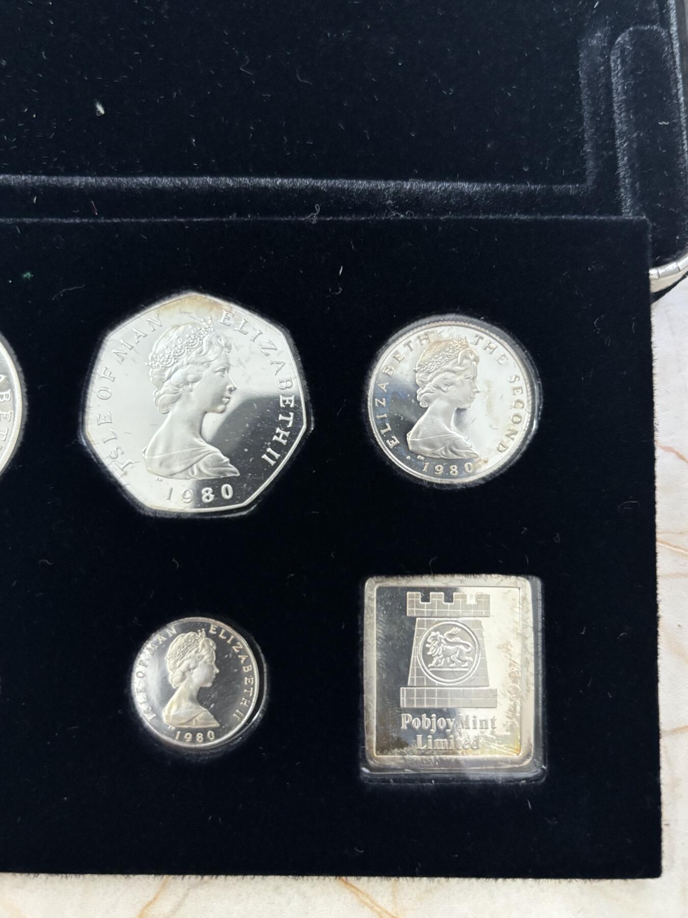 第184期拍卖 马恩岛1980年年度全银精制纪念银币7枚全套，发行量10000套