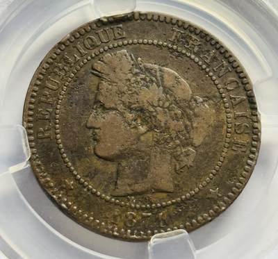 文馨钱币收藏第 283 场，【大雪鉴珍，寒英缀金】金银纪念币精品场，诚邀您的参与【长期接代拍品】 - 极美品 1871 年法兰西第三共和国谷物女神 10 分大铜币 A 版