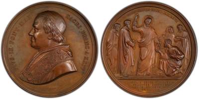 掌中浮雕-藏着的欧洲第044场 - PCGS SP63 : 1869年梵蒂冈第一届大公会议大铜章 , 73mm , 梵蒂冈第一届大公会议(First Vatican Council)于1869年12月8日到1870年9月1日在梵蒂冈举行