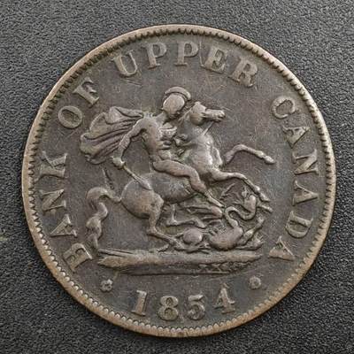 【淘币小摊】实时拍第八百一十七拍   散币场   满百包邮可预留二周 每周一统一发货   - 上加拿大1854年马剑半便士铜币代币