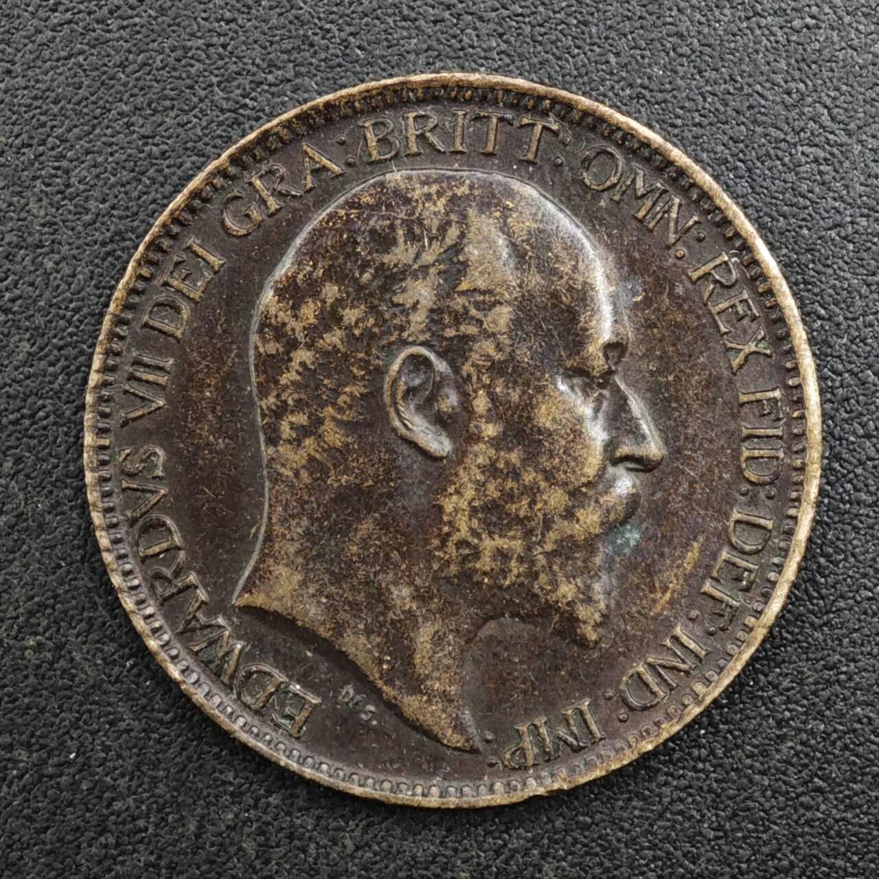 【淘币小摊】实时拍第八百一十七拍   散币场   满百包邮可预留二周 每周一统一发货   英国1905年爱德华七世法新铜币