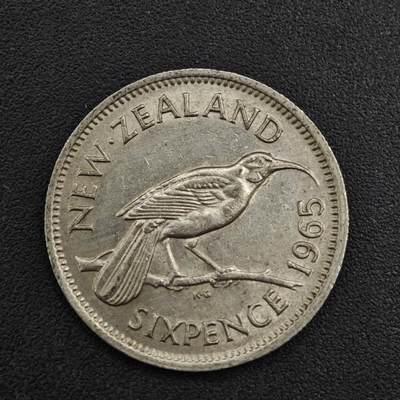 【淘币小摊】实时拍第八百一十七拍   散币场   满百包邮可预留二周 每周一统一发货   - 新西兰1965年6便士镍币