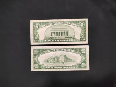 美联储早期钞票两张，1934年 - 美联储早期钞票两张，1934年