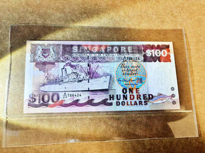 【Blue Auction】世界纸币精拍第758期——18级TOP拍卖/信誉/品质/专业/高效💫 -  新加坡 船版100元  UNC- 