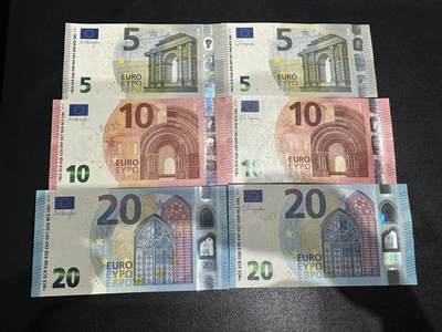 《外钞收藏家》第五百九十一期（畅拍场）（本平台长期征集拍品、欢迎藏友们联系合作） - 三签和四签5、10、20欧元 6张一起 全新UNC