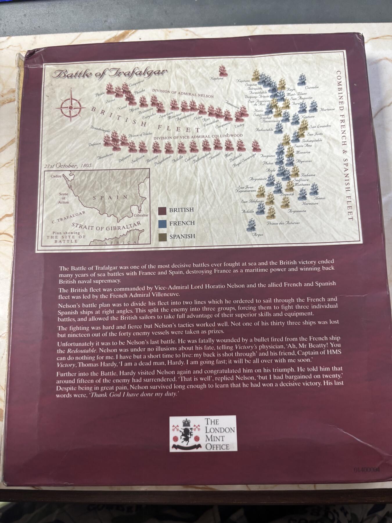 第184期拍卖  英国2005年纪念特拉法加海战2银一镍套币，925银，28.28克*2，,有瑕疵，银价725