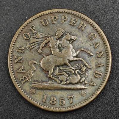 【淘币小摊】实时拍第八百一十七拍   散币场   满百包邮可预留二周 每周一统一发货   - 上加拿大1857年马剑一便士铜币代币
