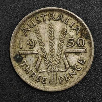 【淘币小摊】实时拍第八百一十七拍   散币场   满百包邮可预留二周 每周一统一发货   - 澳大利亚1950年乔治六世3便士银币