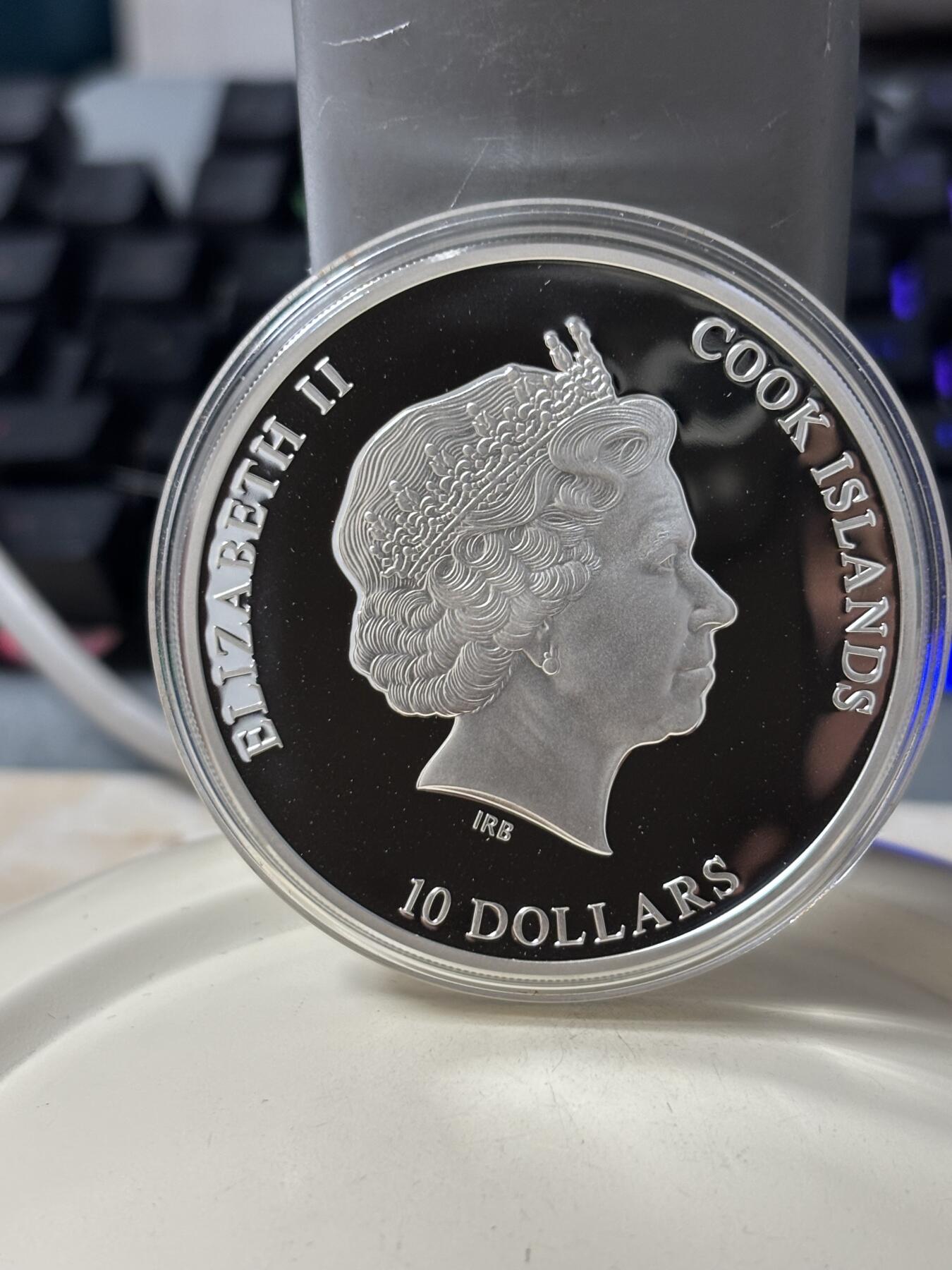 第184期拍卖 库克2014纳米系列三海底世界镶嵌纳米芯片彩银币带证书，925银，50克，发行1000枚