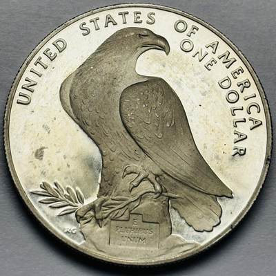 文馨钱币收藏第 283 场，【大雪鉴珍，寒英缀金】金银纪念币精品场，诚邀您的参与【长期接代拍品】 - 全新【获奖币】美国1984年洛杉矶奥运会精制纪念银币一元，26.73 克 900 高银，独年份版