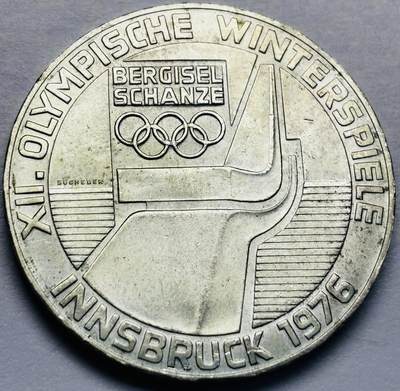 文馨钱币收藏第 283 场，【大雪鉴珍，寒英缀金】金银纪念币精品场，诚邀您的参与【长期接代拍品】 - 奥地利 1976年 100先令 因斯布鲁克 冬奥会 · 火炬台纪念 大银币 23.93 克 640 银