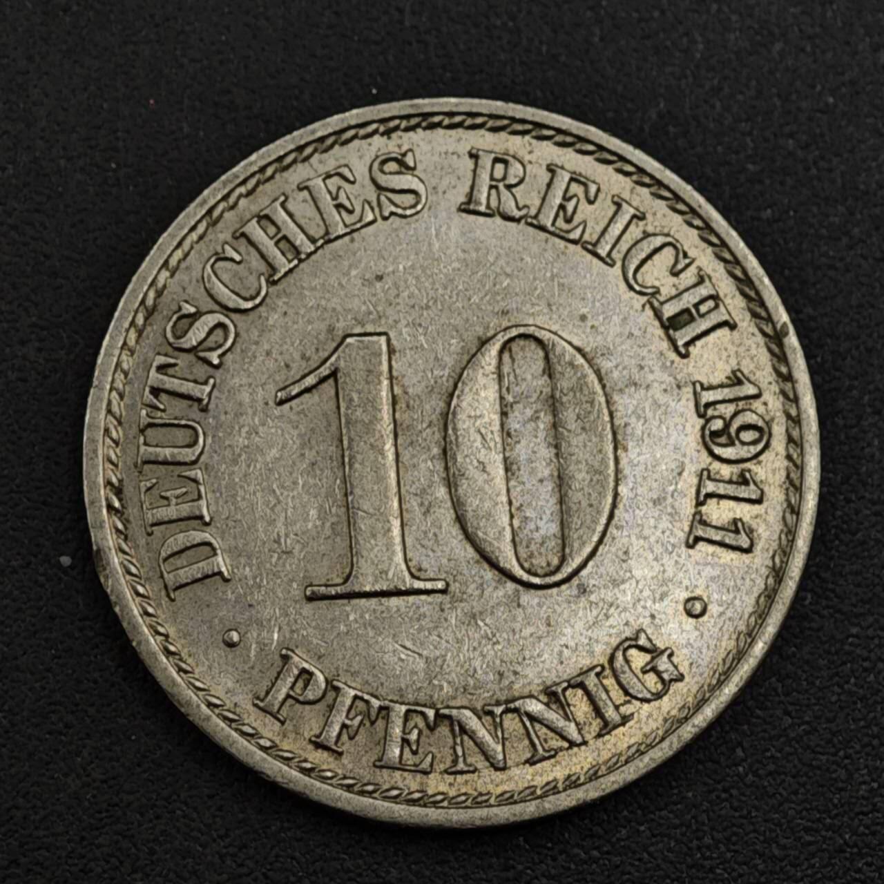 【淘币小摊】实时拍第八百一十七拍   散币场   满百包邮可预留二周 每周一统一发货   德国1911年10芬妮镍币