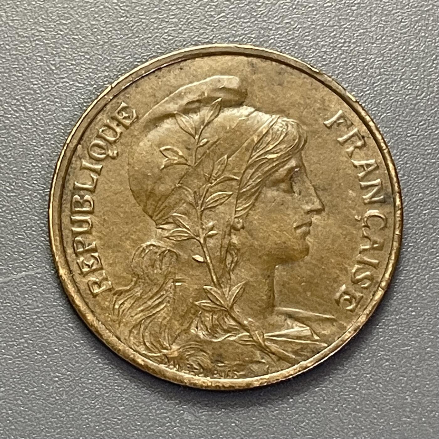 回流1208 法国1912年5分铜币 播种女神 近未使用 传世包浆