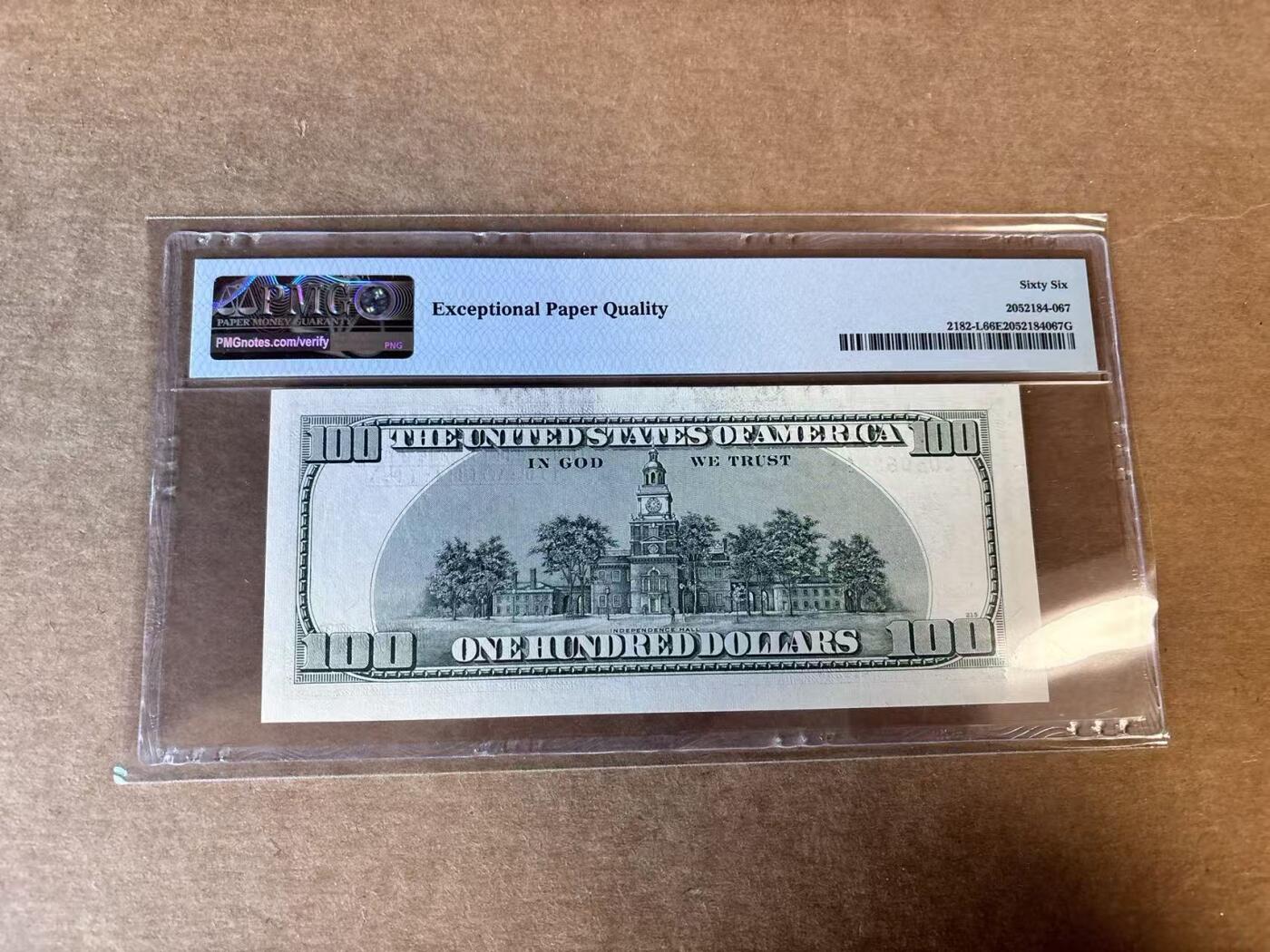 【Blue Auction】世界纸币精拍第758期——18级TOP拍卖/信誉/品质/专业/高效💫  【无47】美国 2006年100美金 PMG66EPQ 旧金山版