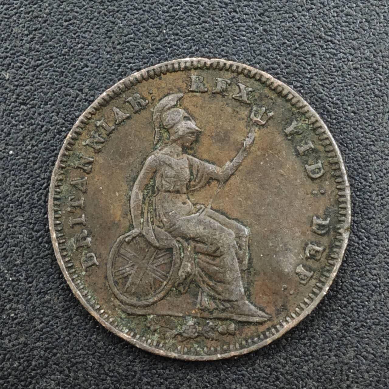 【淘币小摊】实时拍第八百一十七拍   散币场   满百包邮可预留二周 每周一统一发货   英国1827年乔治四世1/3法新铜币