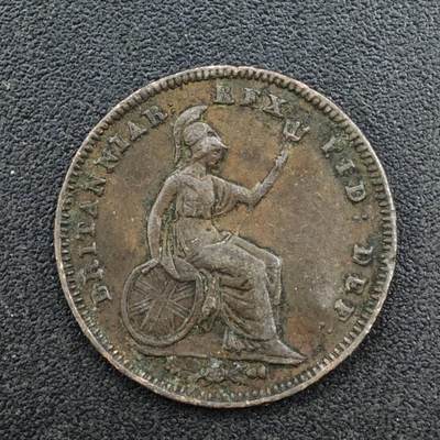 【淘币小摊】实时拍第八百一十七拍   散币场   满百包邮可预留二周 每周一统一发货   - 英国1827年乔治四世1/3法新铜币