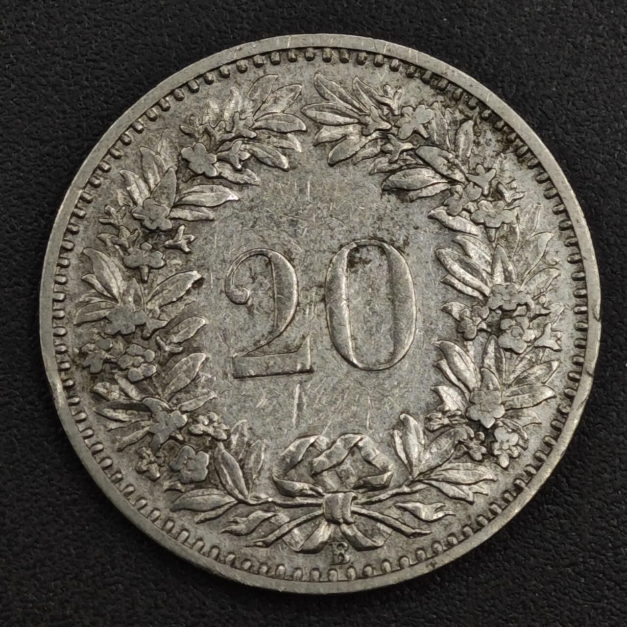 【淘币小摊】实时拍第八百一十七拍   散币场   满百包邮可预留二周 每周一统一发货   瑞士1893年20分镍币