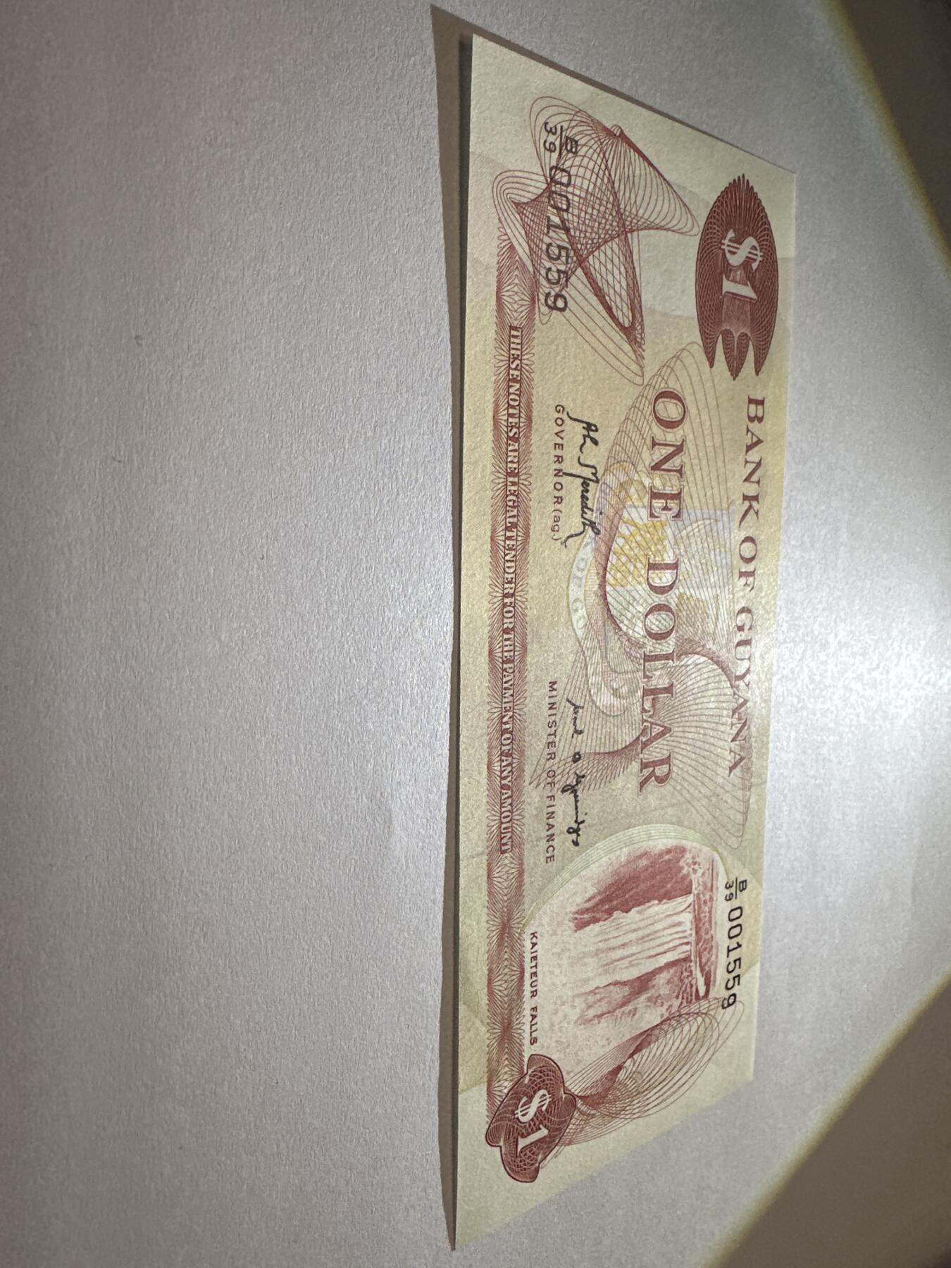 12.5纸币专场 1966-92年 美洲 圭亚那1元 全新UNC