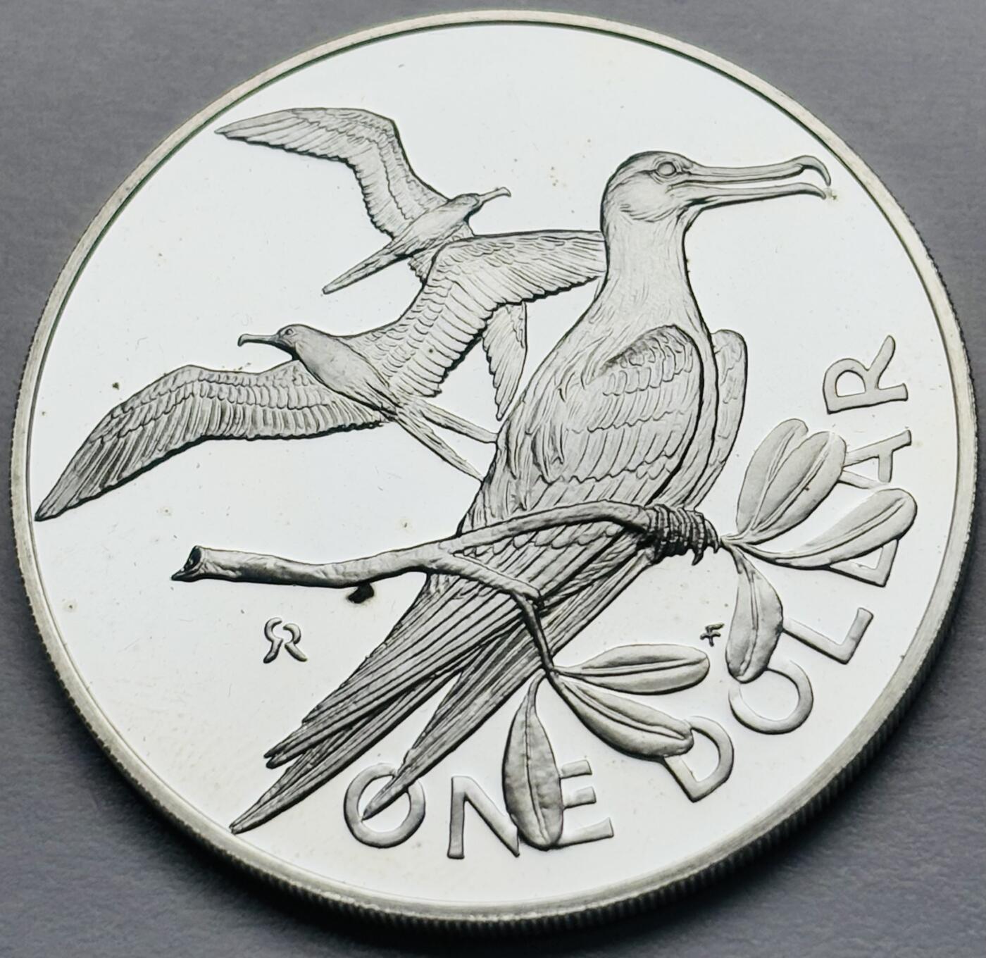 文馨钱币收藏第 283 场，【大雪鉴珍，寒英缀金】金银纪念币精品场，诚邀您的参与【长期接代拍品】 全新 1973 年英属维尔京群岛一元精制大银币，首发年 25.7 克 925 高银