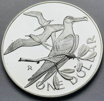 文馨钱币收藏第 283 场，【大雪鉴珍，寒英缀金】金银纪念币精品场，诚邀您的参与【长期接代拍品】 - 全新 1973 年英属维尔京群岛一元精制大银币，首发年 25.7 克 925 高银